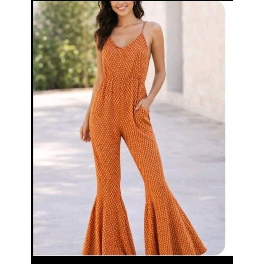 Nectar Clothing Jumpsuit SM Catsuit Maxi Bell Bottoms Ruffled Festival